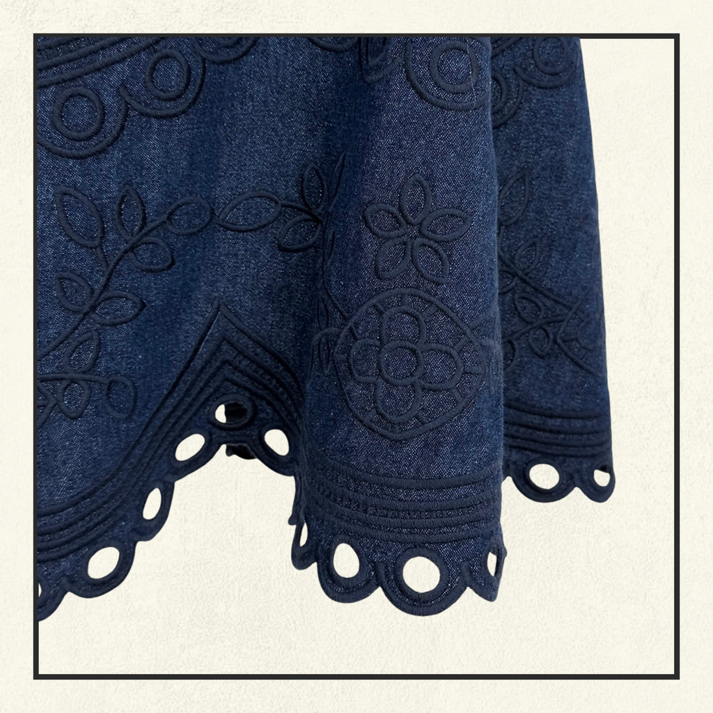 MAHON BRODERIE DENIM MINI