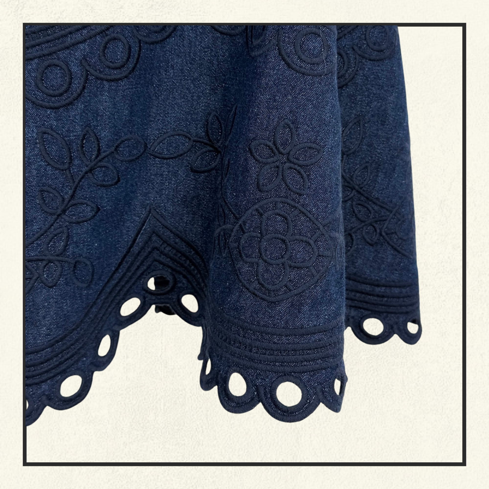 MAHON BRODERIE DENIM MINI
