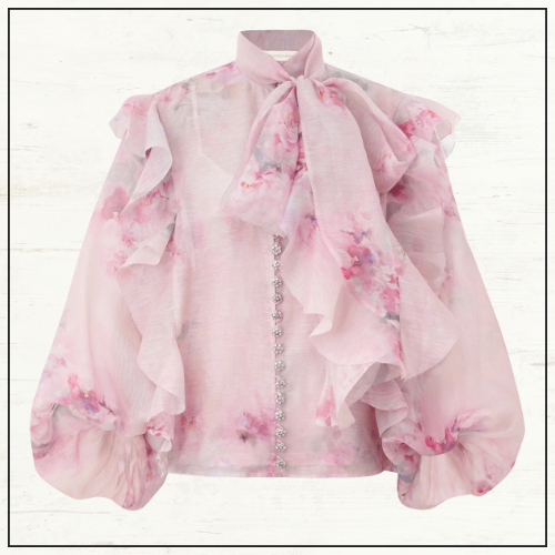 CRUSH TIE NECK BLOUSE & MINI SKIRT