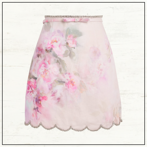 CRUSH TIE NECK BLOUSE & MINI SKIRT