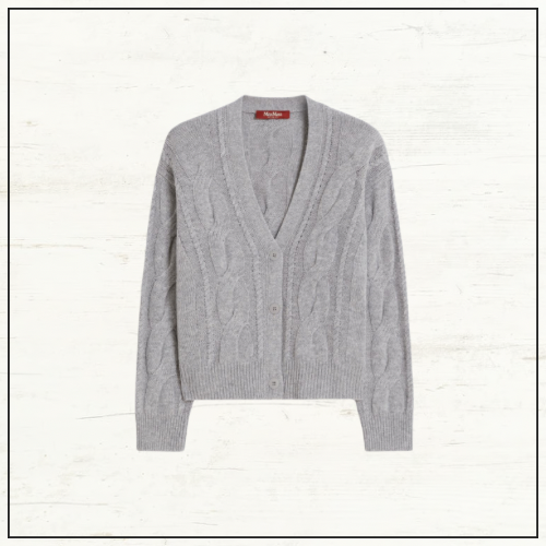 CABLE KNIT WOOL & CASHMERE CARDIGAN