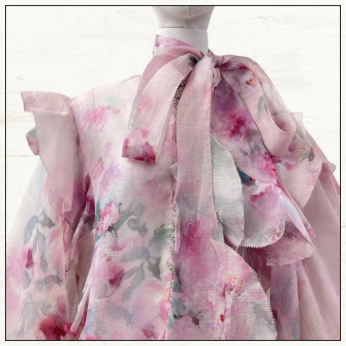CRUSH TIE NECK BLOUSE & MINI SKIRT