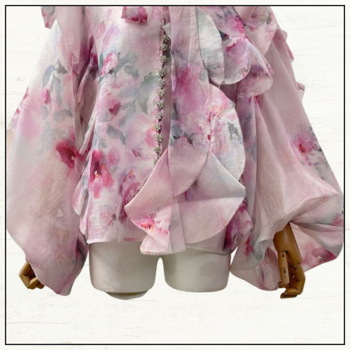 CRUSH TIE NECK BLOUSE & MINI SKIRT