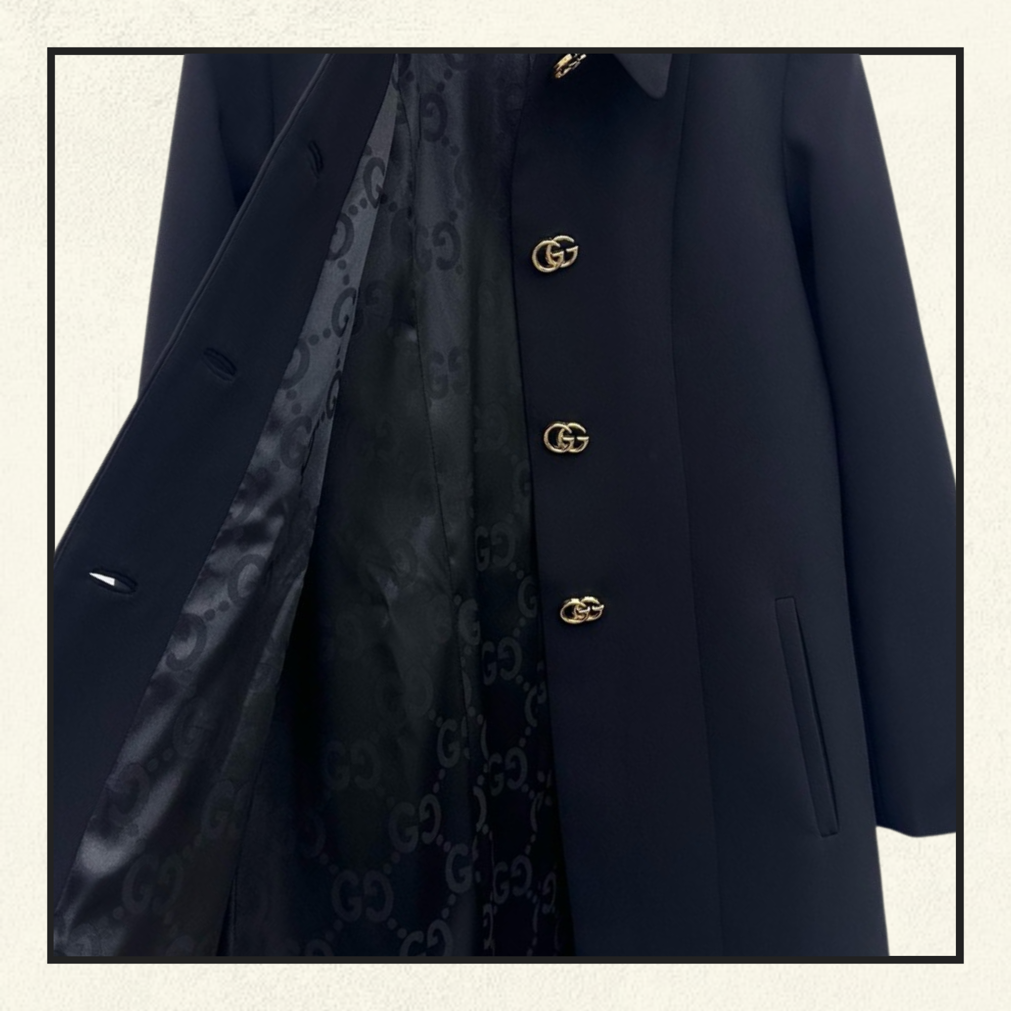 DOUBLE GG BUTTON WOOL COAT