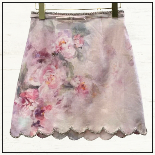 CRUSH TIE NECK BLOUSE & MINI SKIRT