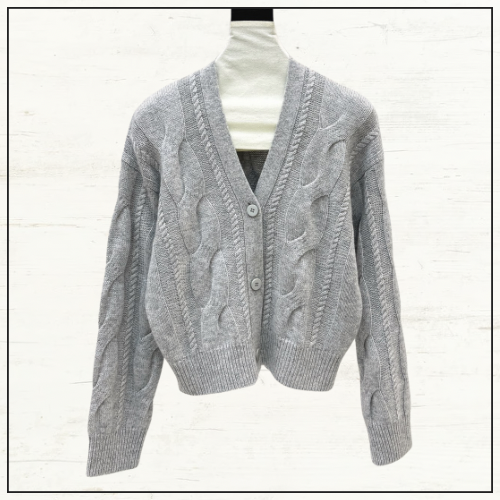 CABLE KNIT WOOL & CASHMERE CARDIGAN