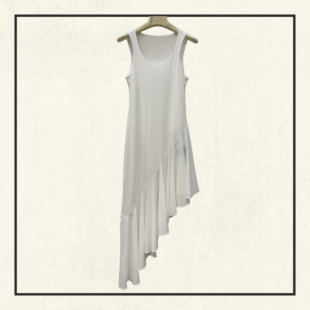 ASYMMETRIC FLUID JERSEY DRESS