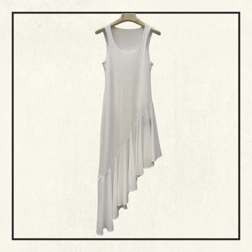 ASYMMETRIC FLUID JERSEY DRESS