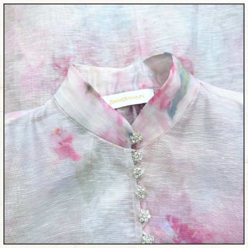 CRUSH TIE NECK BLOUSE & MINI SKIRT