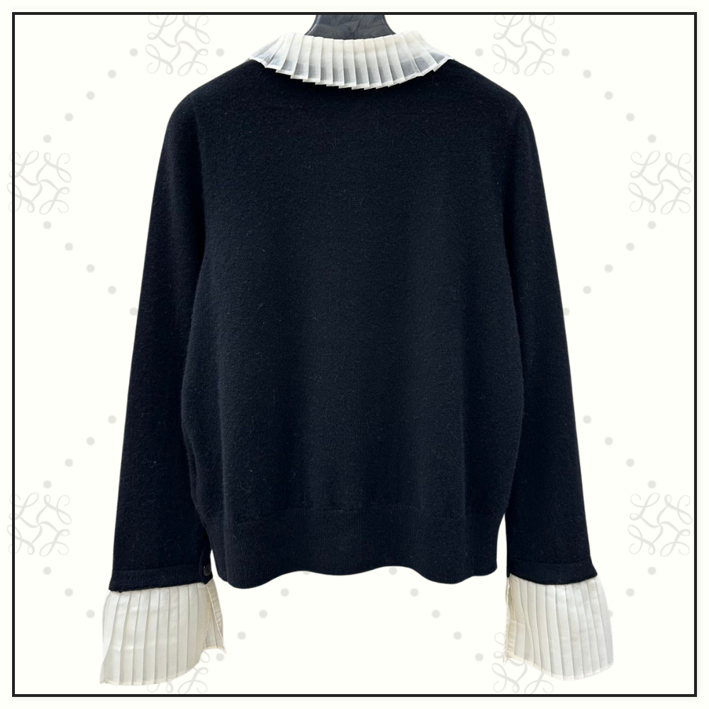 CASHMERE CARDIGAN WITH PLEATED CUFFS