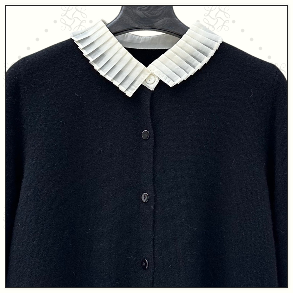 CASHMERE CARDIGAN WITH PLEATED CUFFS