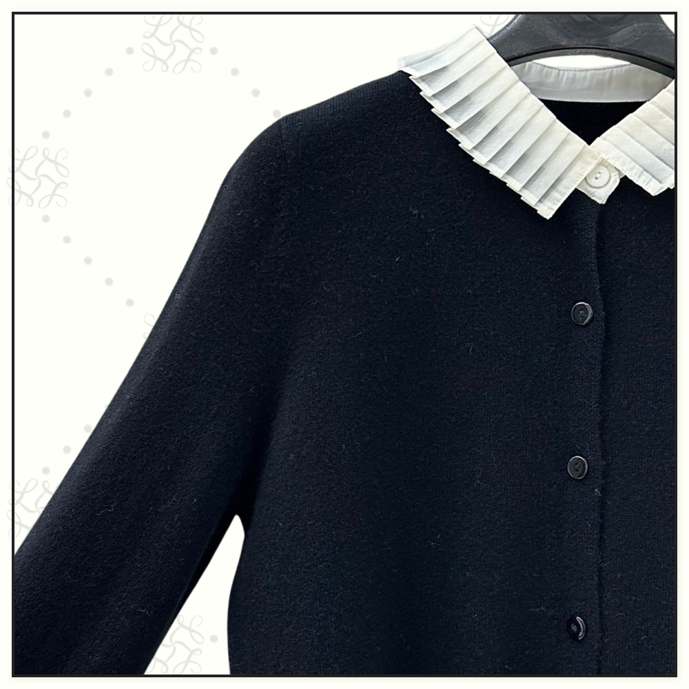 CASHMERE CARDIGAN WITH PLEATED CUFFS