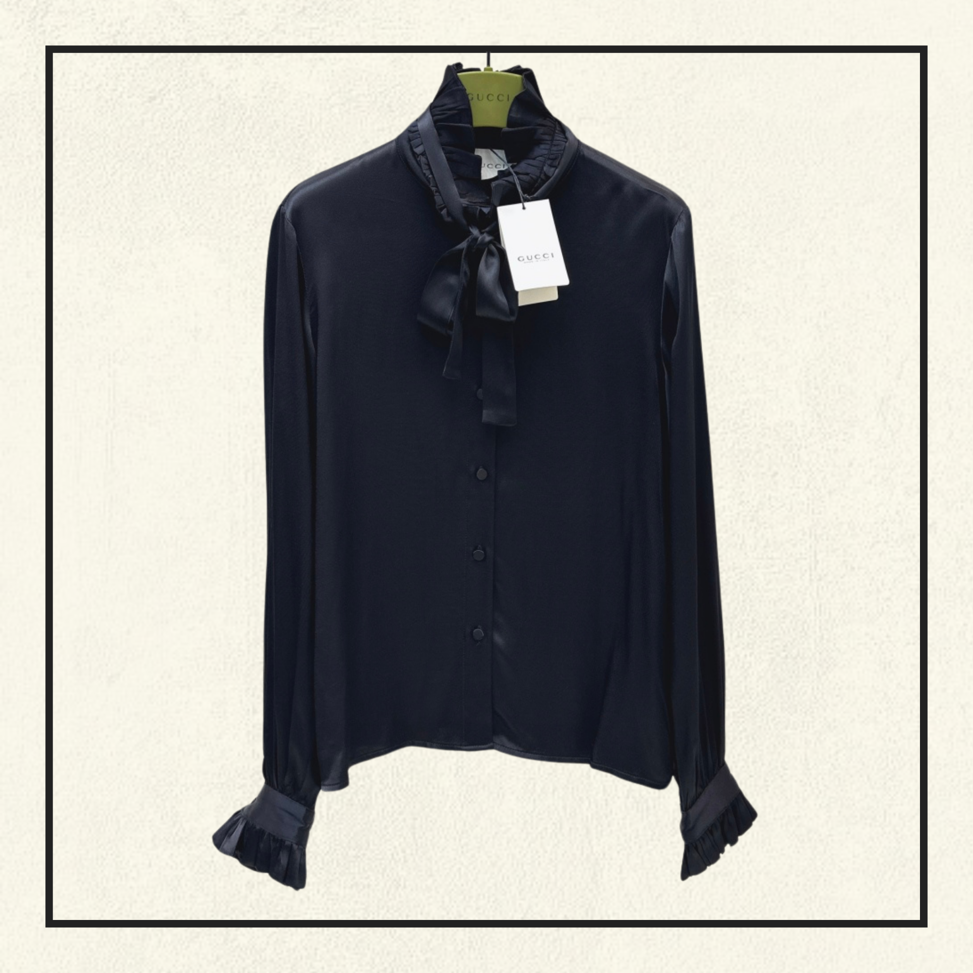 PUSSY BOW RUFFLED SILK BLOUSE