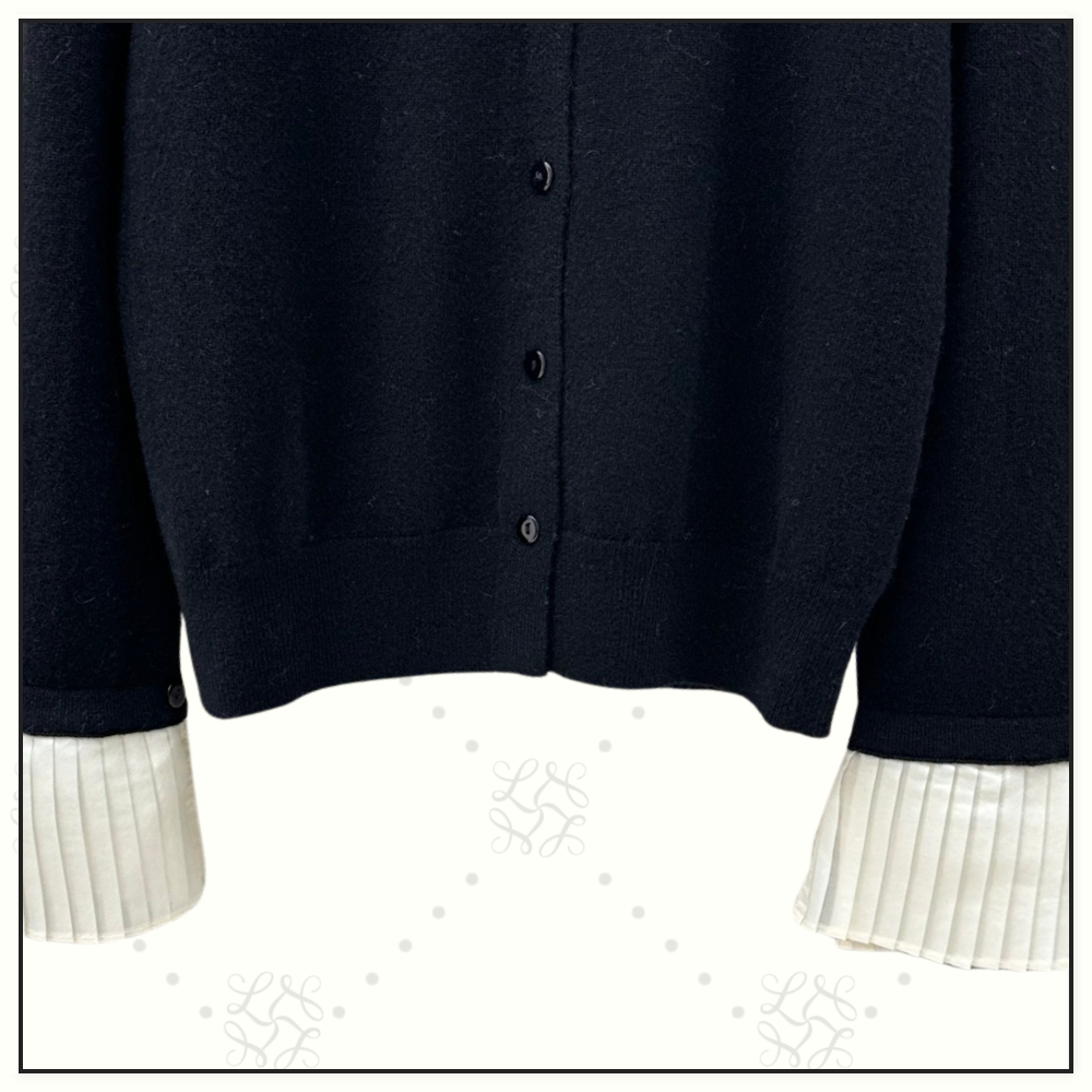 CASHMERE CARDIGAN WITH PLEATED CUFFS