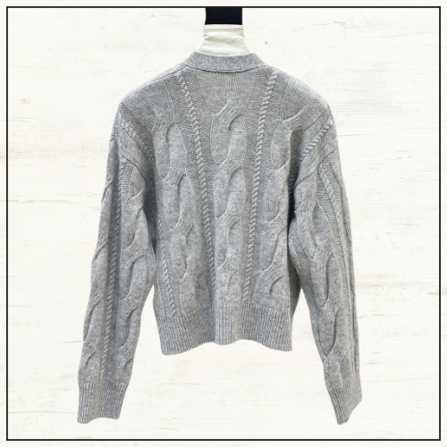 CABLE KNIT WOOL & CASHMERE CARDIGAN