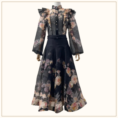 CRUSH LINEN SILK BLOUSE & SKIRT