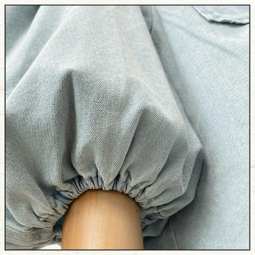 DENIM LANTERN BLOUSE & CROPPED PANTS