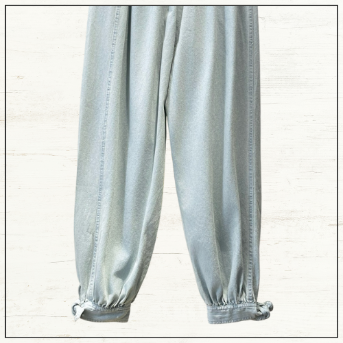 DENIM LANTERN BLOUSE & CROPPED PANTS