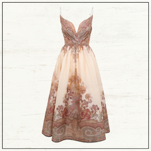 ILLUSTRATION DRAPED MIDI DRESS
