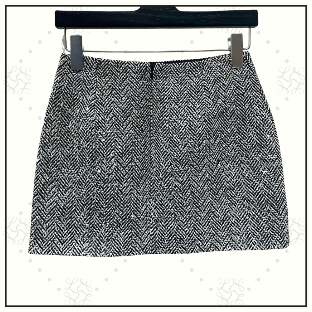 HERRINGBONE SHORT BLAZER & MINI SKIRT