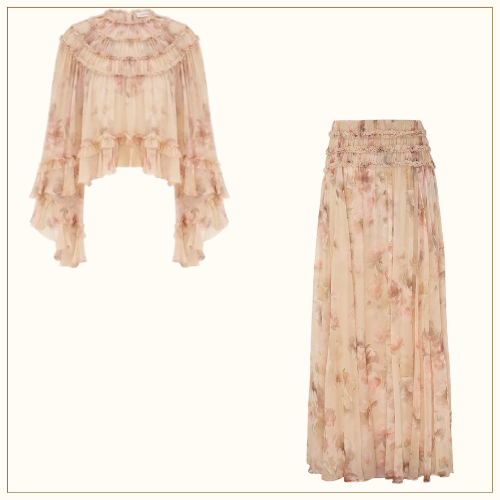 HYPNOTIC SHIRRED BLOUSE & SKIRT