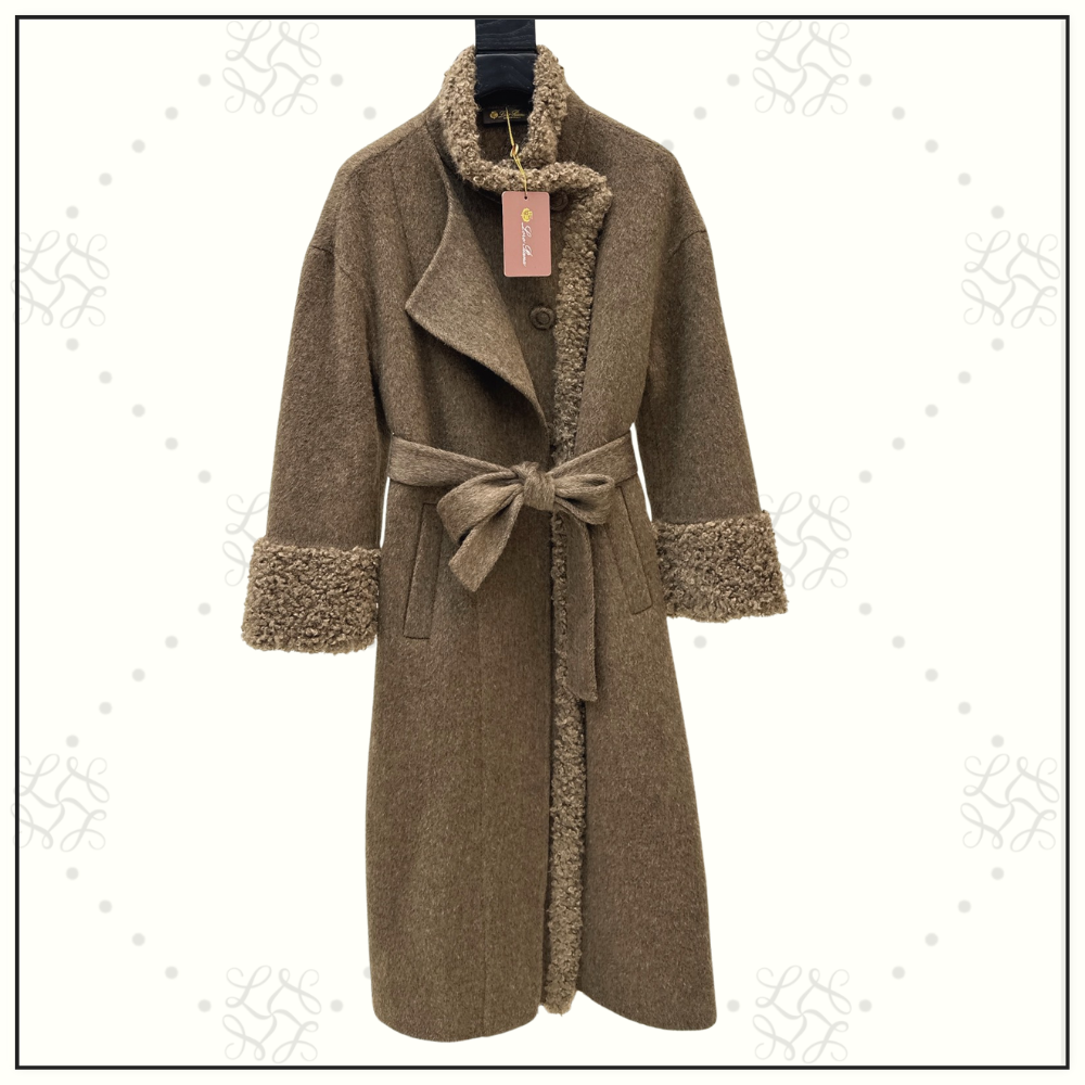 CASHMERE WOOL WTIH SHEARLING TRIM COAT