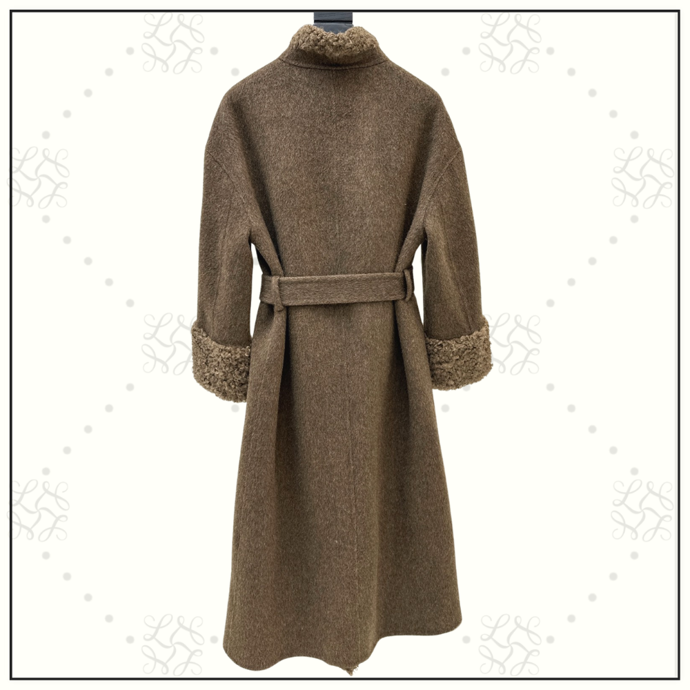 CASHMERE WOOL WTIH SHEARLING TRIM COAT