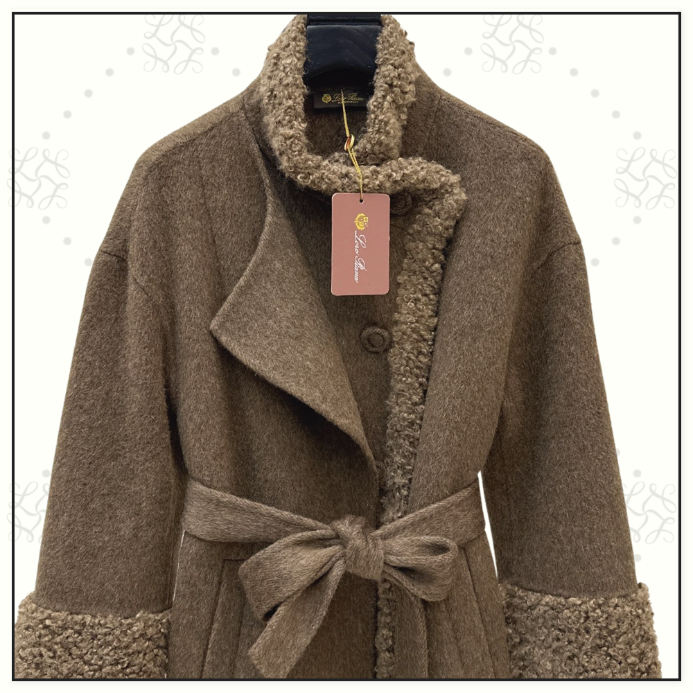 CASHMERE WOOL WTIH SHEARLING TRIM COAT