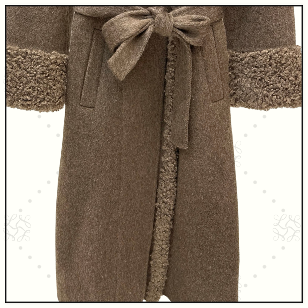 CASHMERE WOOL WTIH SHEARLING TRIM COAT