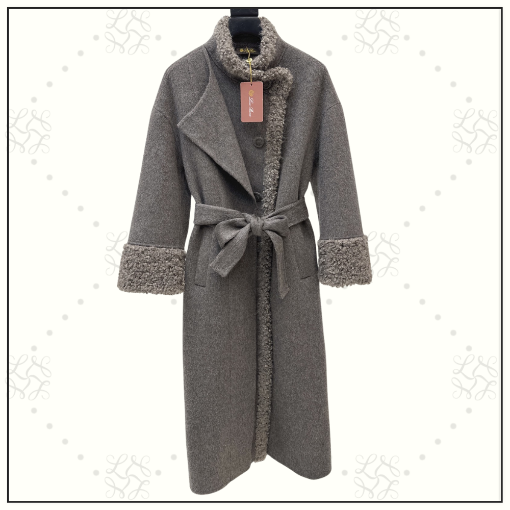 CASHMERE WOOL WTIH SHEARLING TRIM COAT