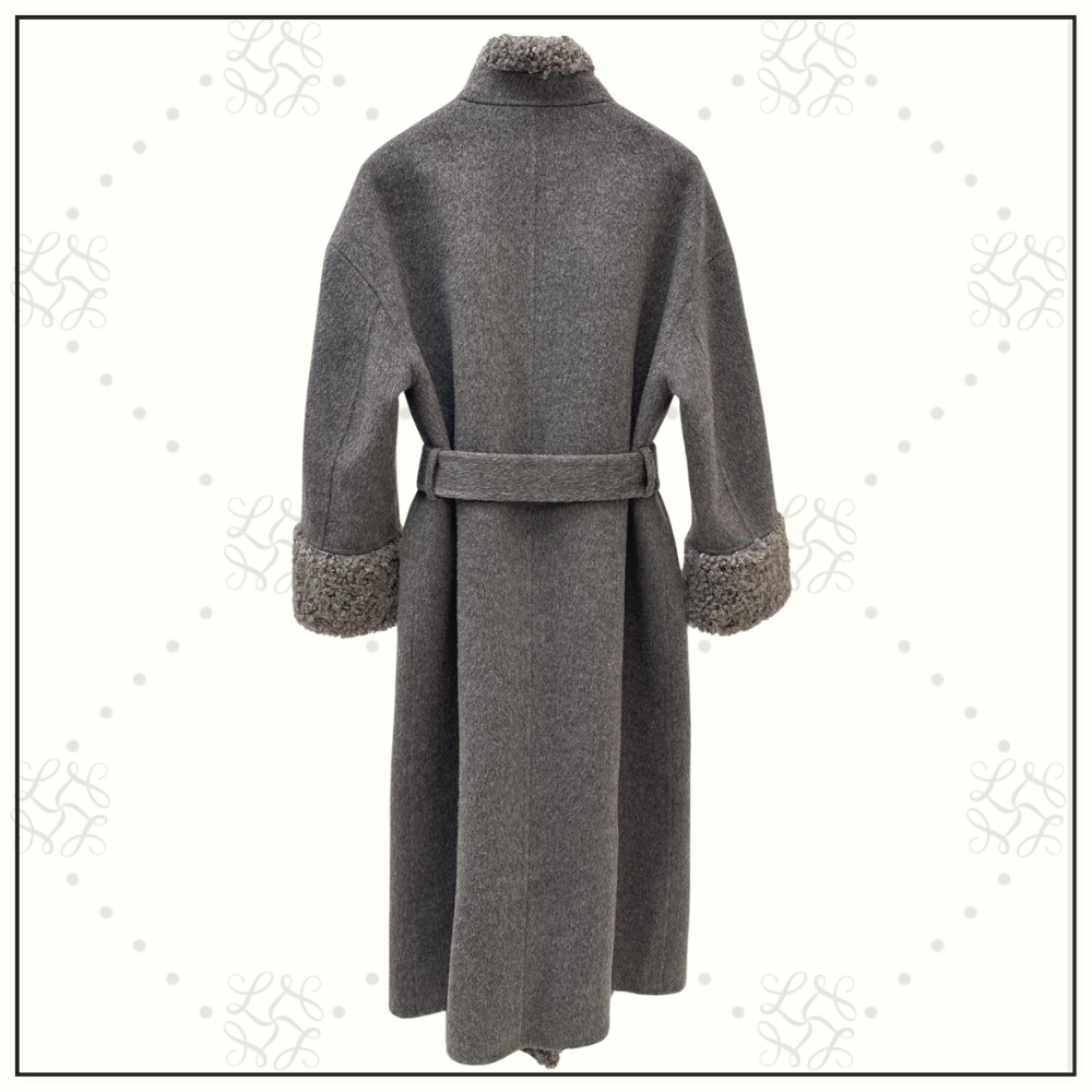 CASHMERE WOOL WTIH SHEARLING TRIM COAT