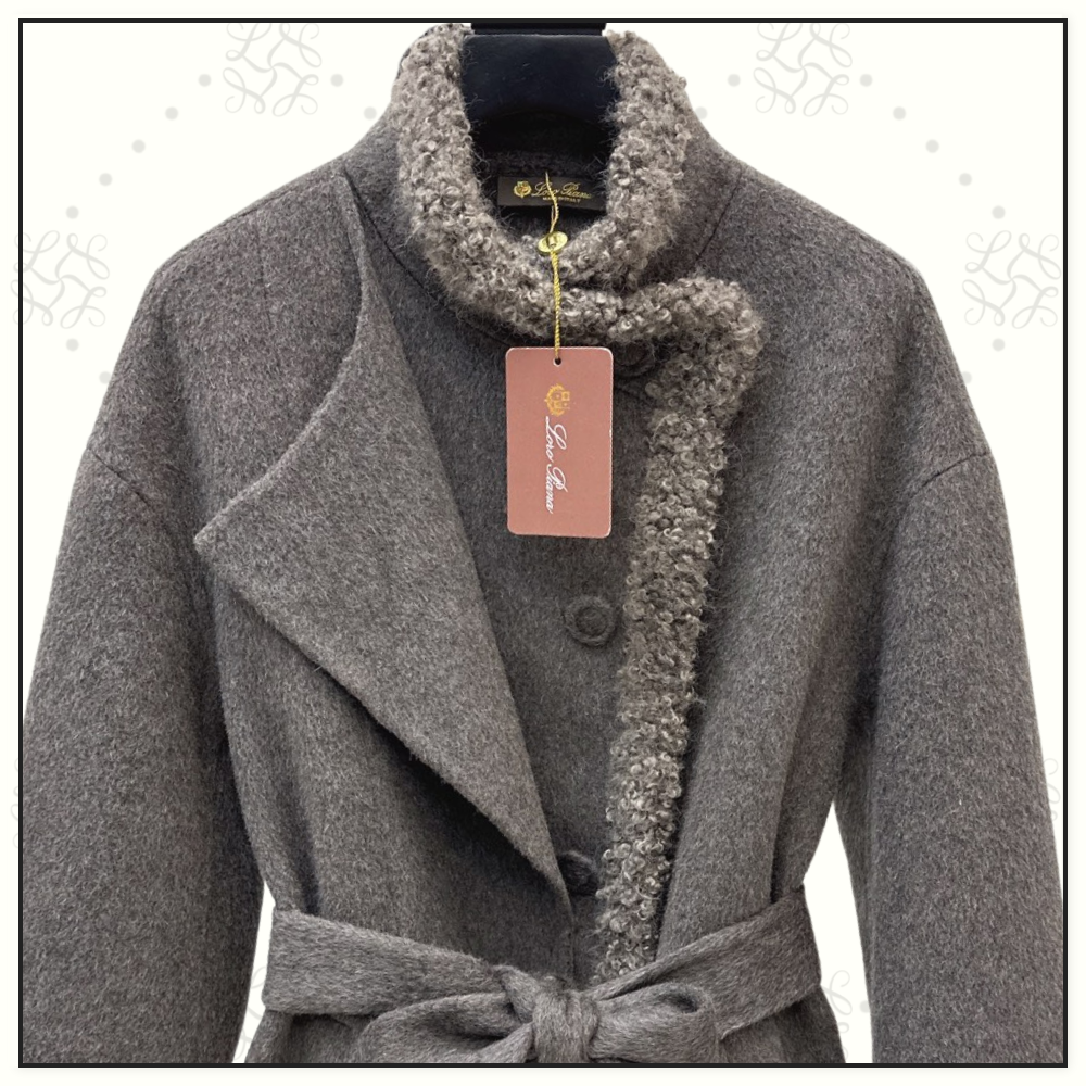 CASHMERE WOOL WTIH SHEARLING TRIM COAT