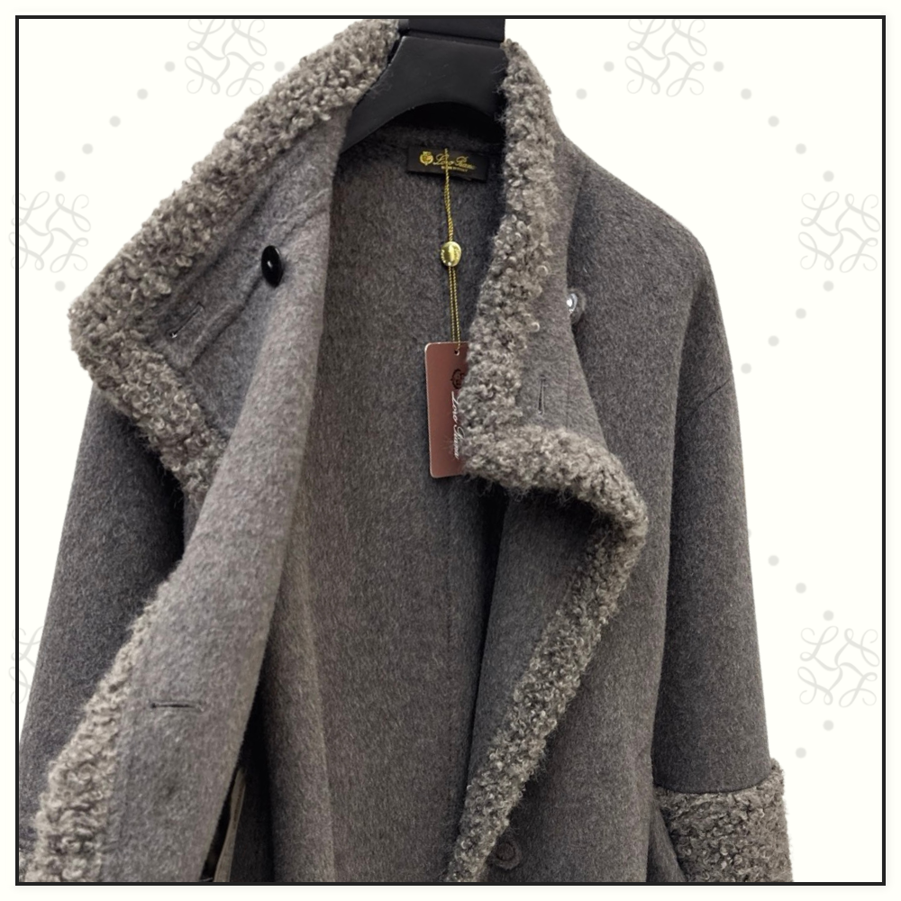 CASHMERE WOOL WTIH SHEARLING TRIM COAT