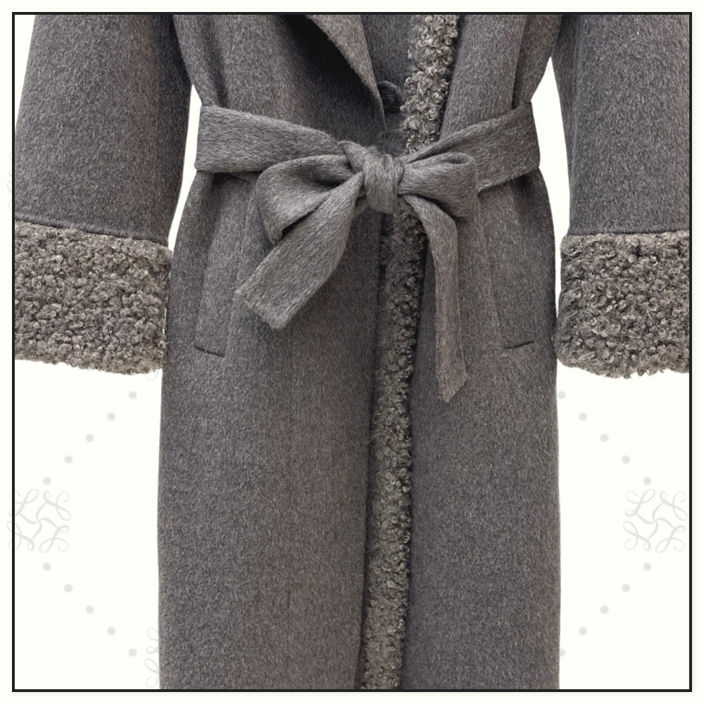 CASHMERE WOOL WTIH SHEARLING TRIM COAT