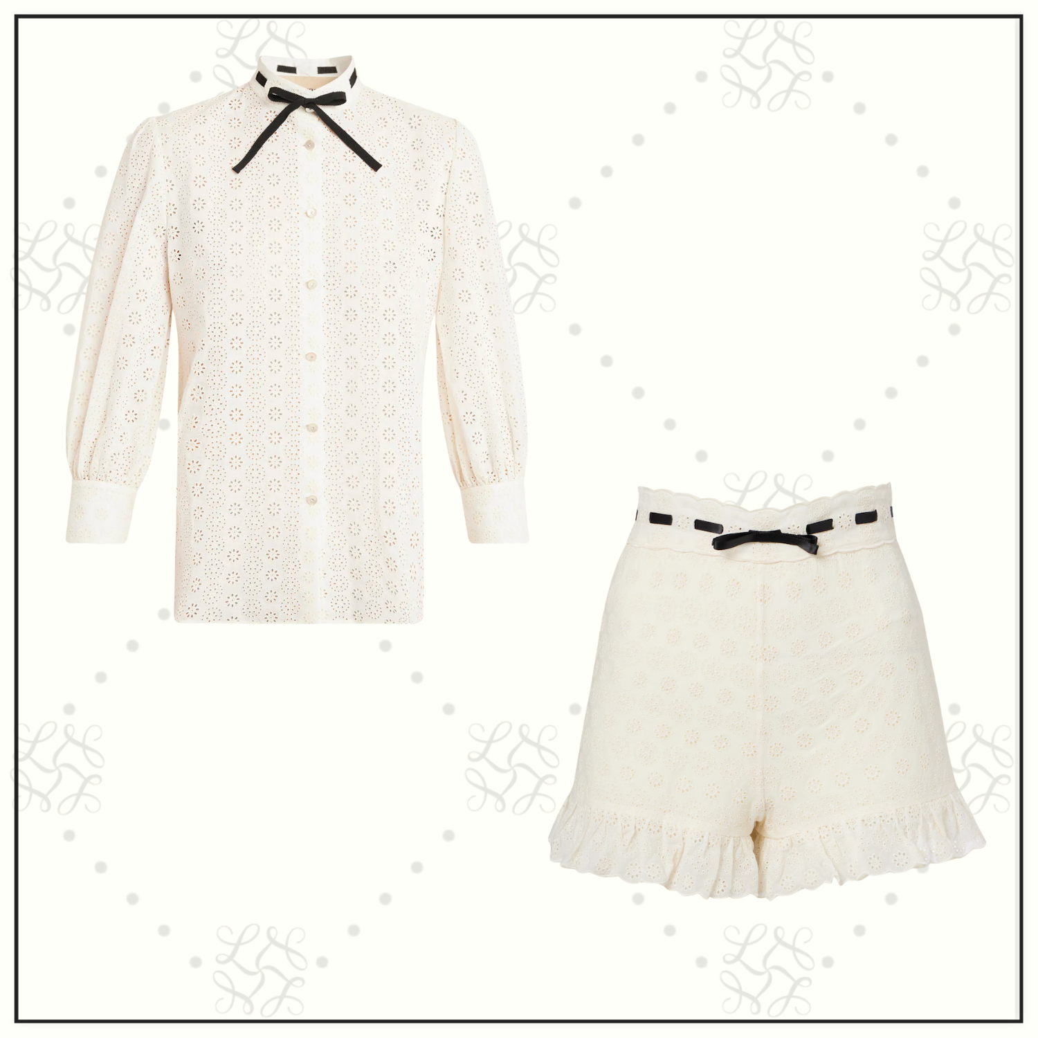 DAISY POLKA DOT SANGALLO SHIRT & SHORTS