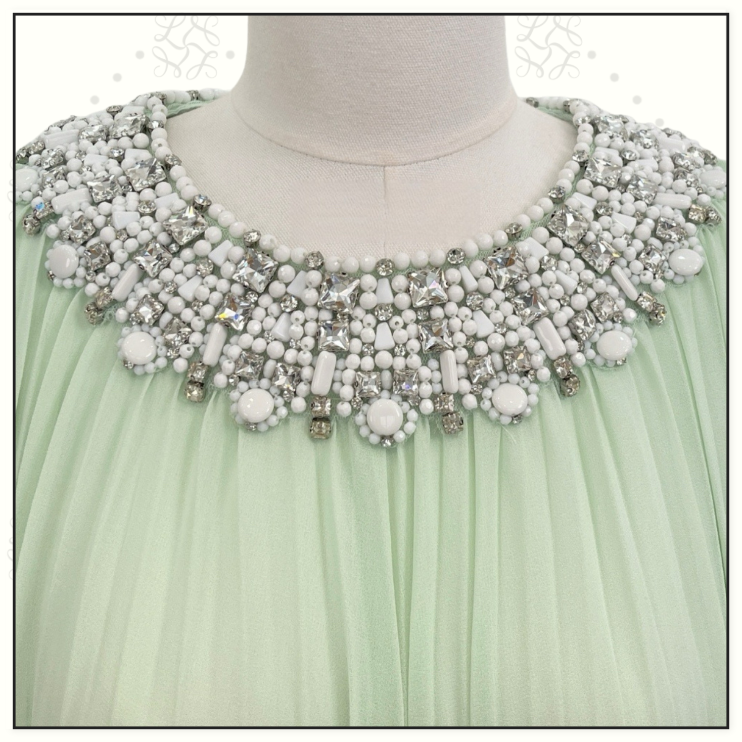 OSTRICH TRIM MAXI DRESS