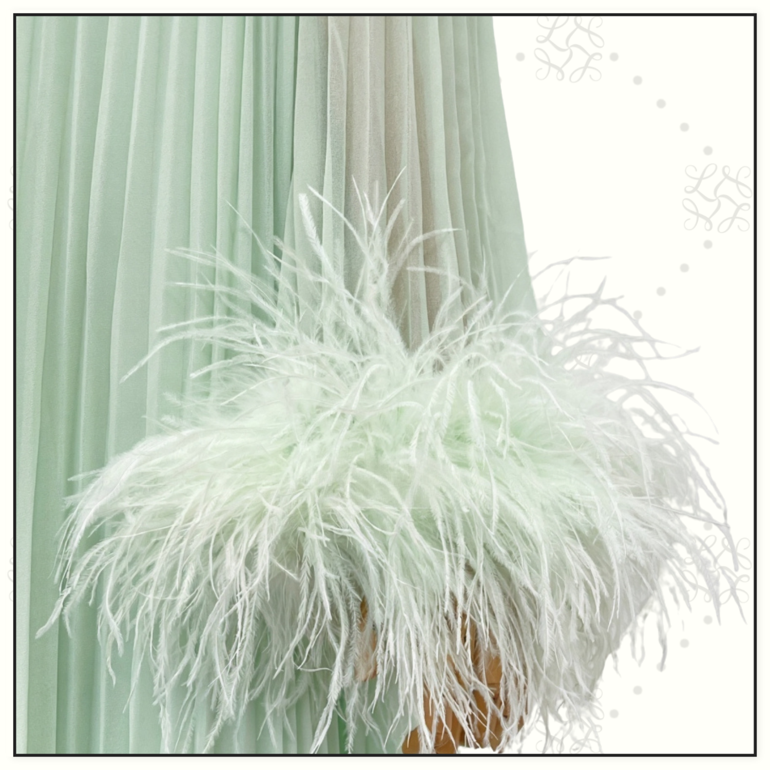 OSTRICH TRIM MAXI DRESS