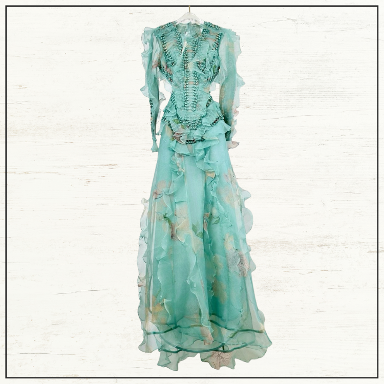 ILLUMINATE RUFFLED SILK GOWN