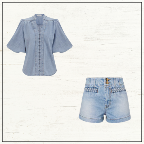 LUCKY DENIM BLOUSE & SHORTS