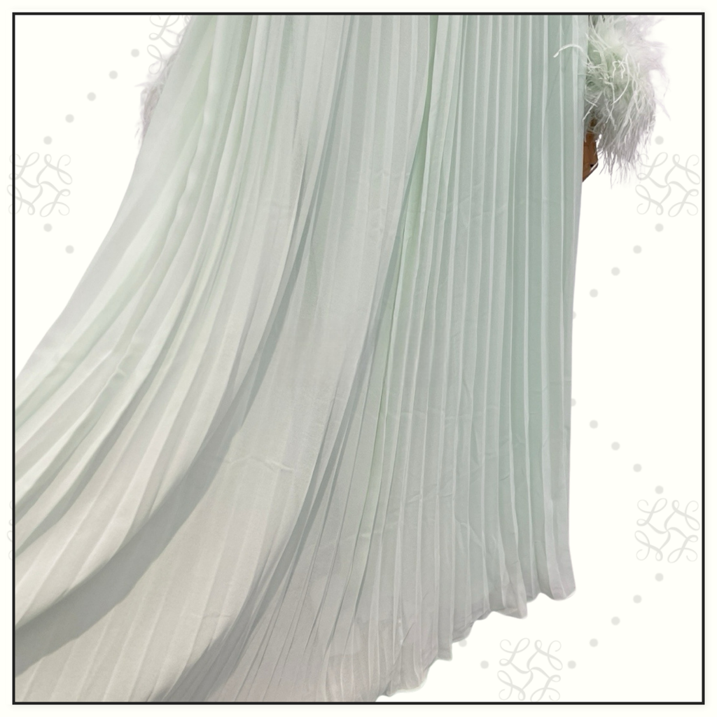 OSTRICH TRIM MAXI DRESS