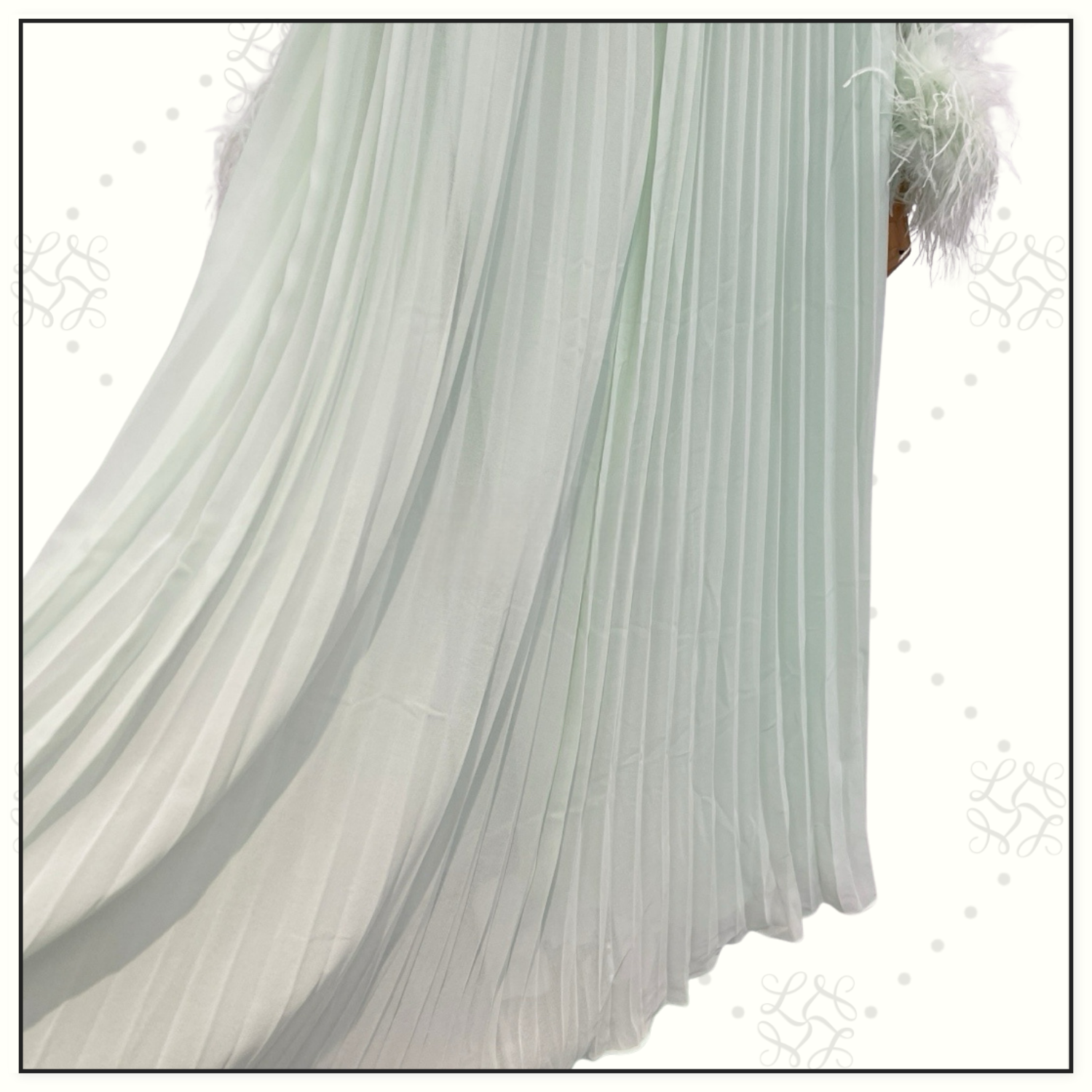 OSTRICH TRIM MAXI DRESS