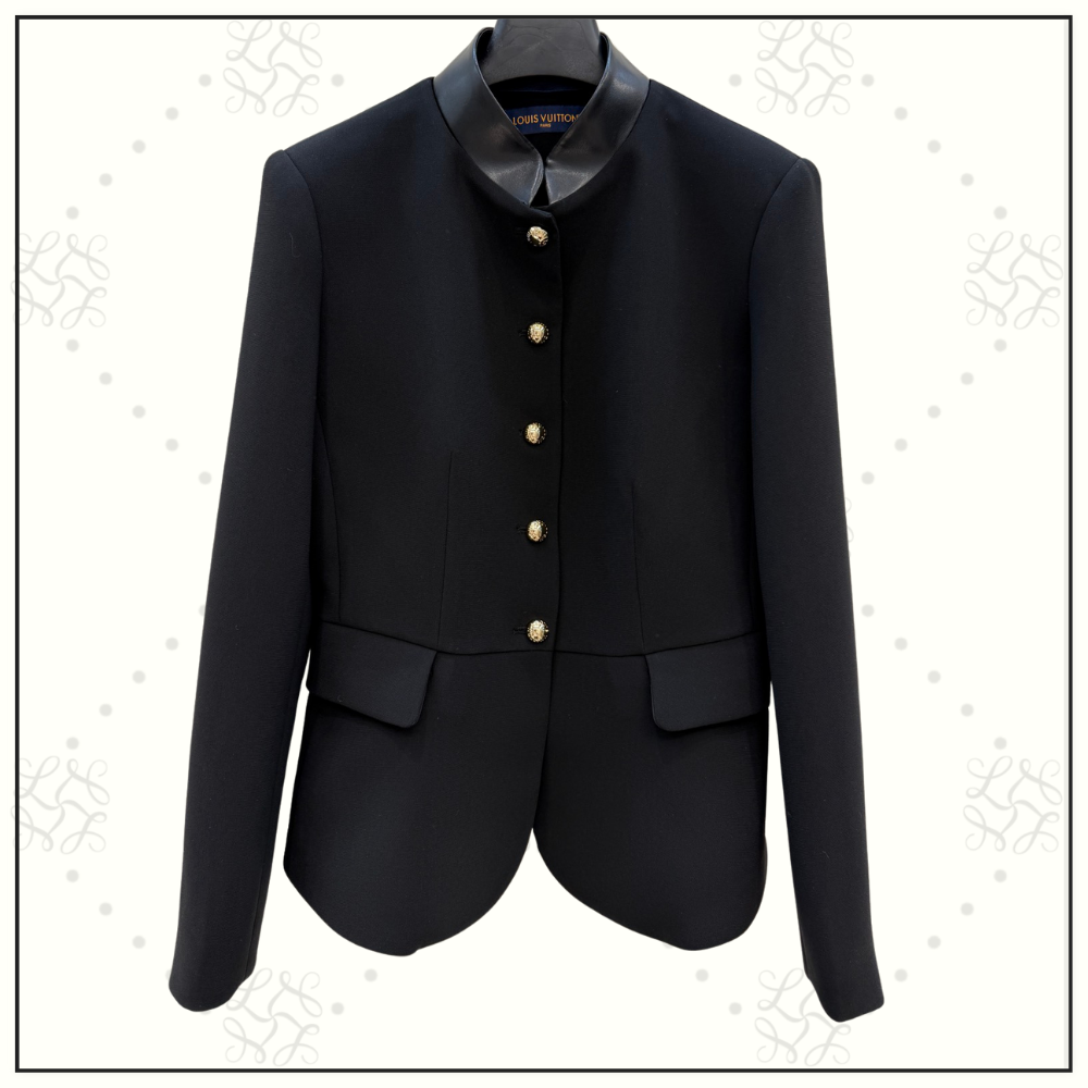 LEATHER ACCENT BLAZER