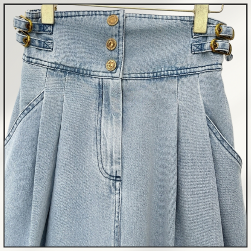 REBELLION DENIM WRAP TOP & MIDI SKIRT