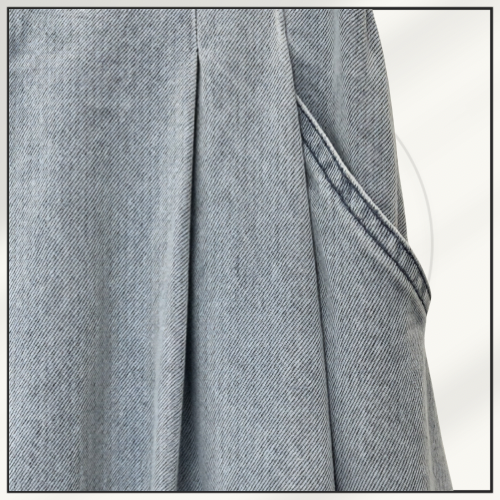 REBELLION DENIM WRAP TOP & MIDI SKIRT