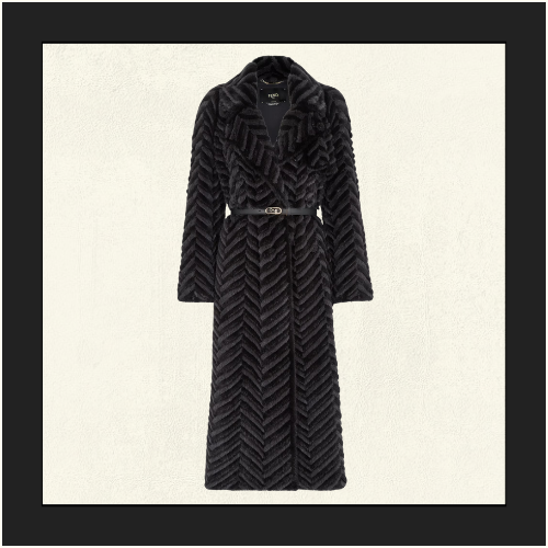 MINK FUR COAT WITH CHEVRON MOTIFS