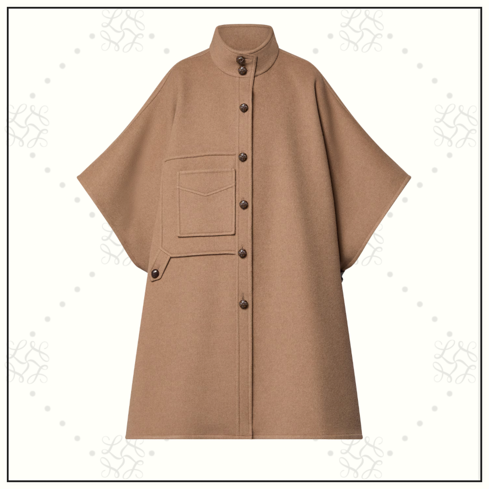 CASHMERE BUTTON UP CAPE COAT