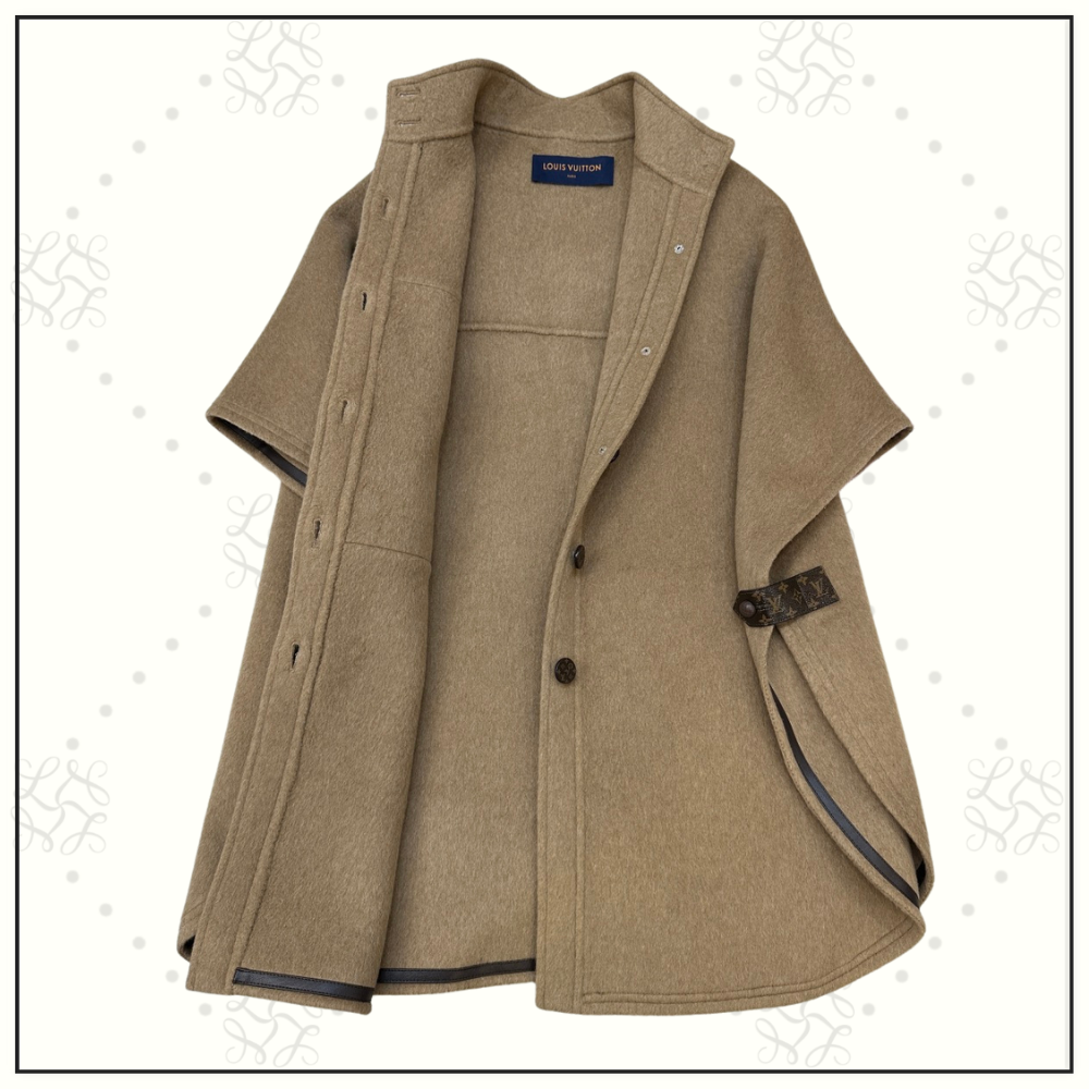 CASHMERE BUTTON UP CAPE COAT