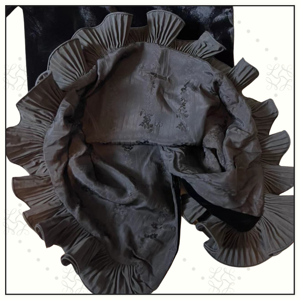 CROPPED JACKET IN SABLE VELVET & RUFFLE SKIRT