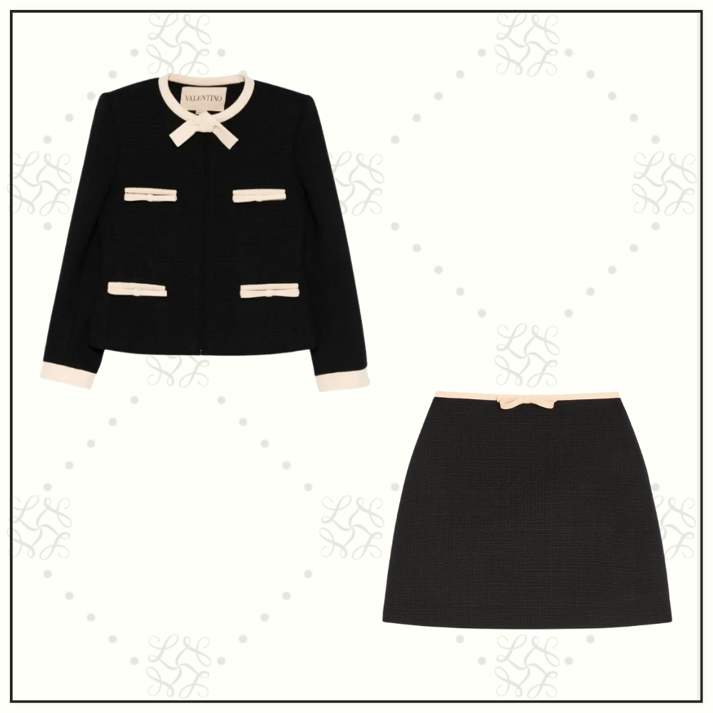 BOW DETAIL JACKET & MINI SKIRT
