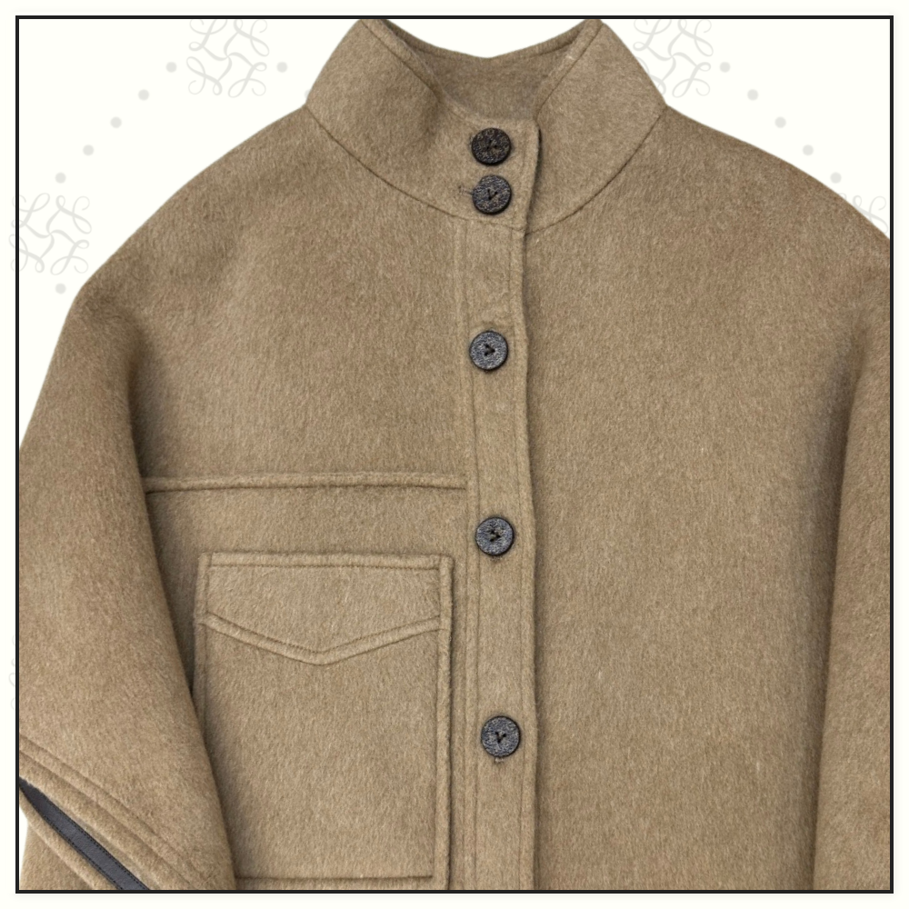 CASHMERE BUTTON UP CAPE COAT